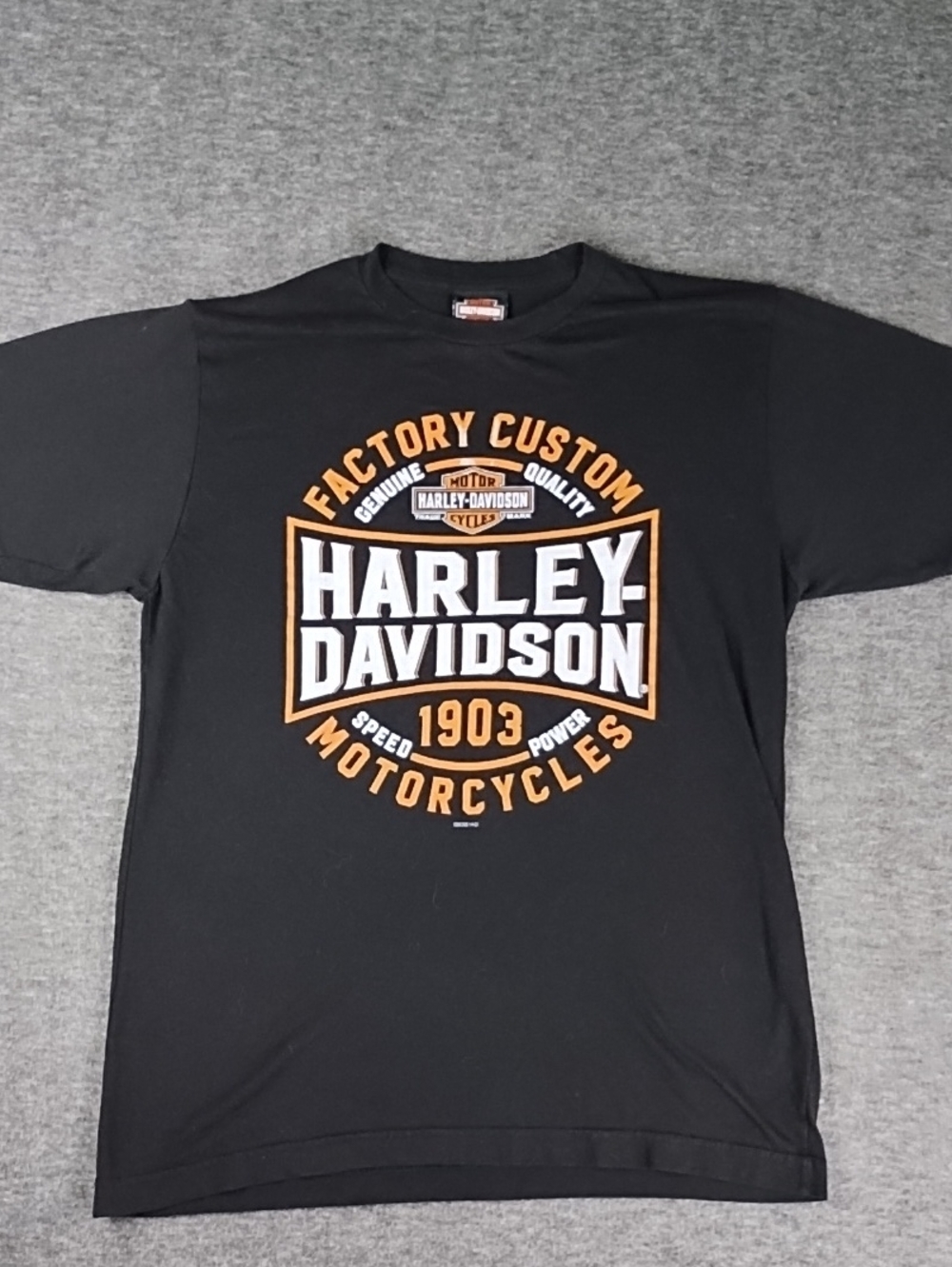 Harley-Davidson Black T-Shirt with Orange and White Logo Smokey Mountain